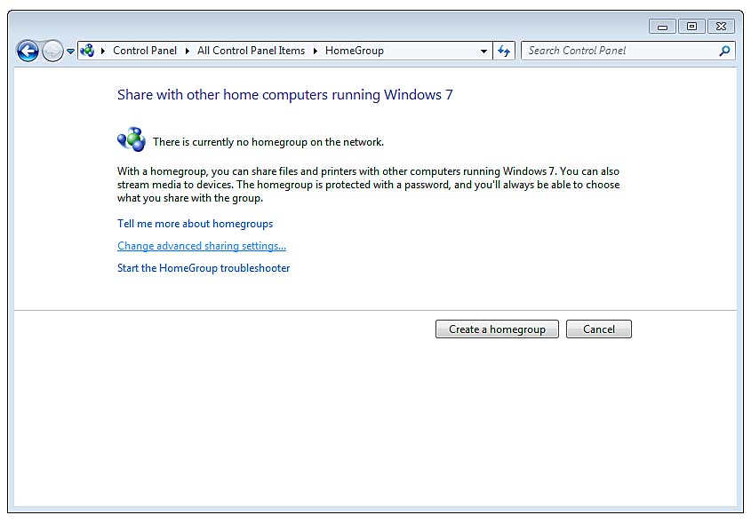 creating a homegroup with windows 7 and vista