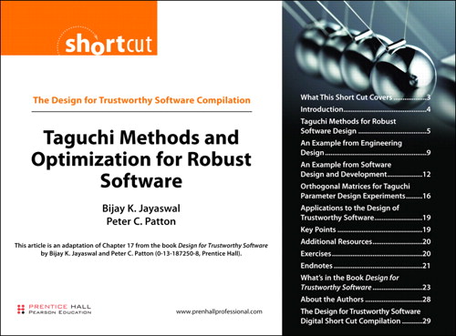 Taguchi Methods and Optimization for Robust Software (Digital Short Cut)