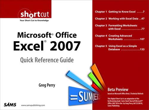Microsoft Office Excel 2007 Quick Reference Guide: Beta Preview (Digital Short Cut)