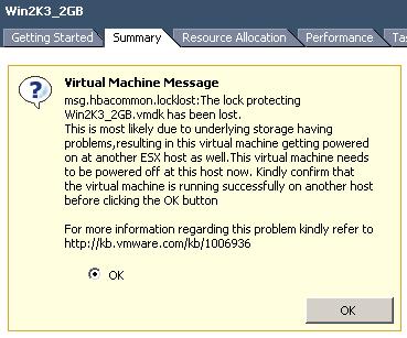 Virtual machine message