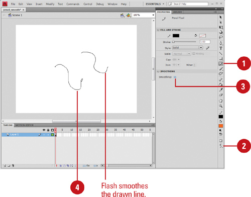 Drawing with the Pencil Tool | Creating Graphics in Adobe Flash CS4 |  InformIT