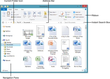Navigating the Windows 8.1 Folder Windows | Managing Files ...
