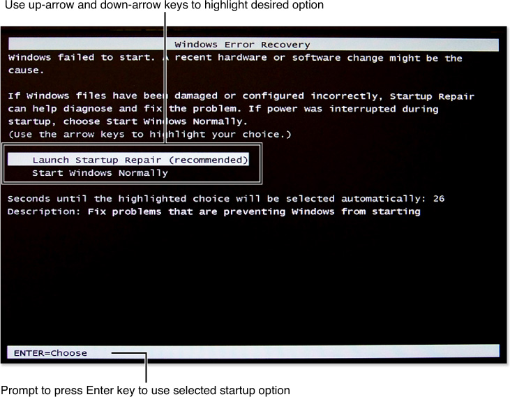 windows error data restore-scherm blijft verschijnen